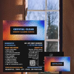 Rain Water, Window Cleaner, Cleaning Service Business Card
