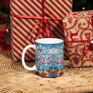 Rain With Blue Sky and Colourful Doughnuts Coffee Mug