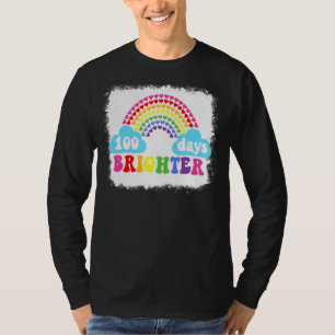 Rainbow 100 Days Brighter Teacher Student 100 Days T-Shirt