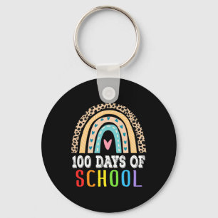 Rainbow 100 Days Of School Teacher Boy Girl Colorf Key Ring