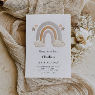 Rainbow 1st Birthday,  Invitation