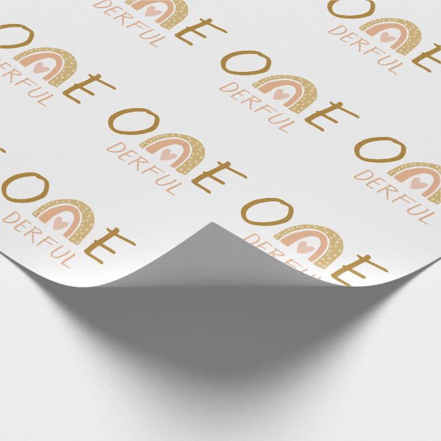 Rainbow 1st Birthday Onederful Birthday Favours Wrapping Paper (Corner)