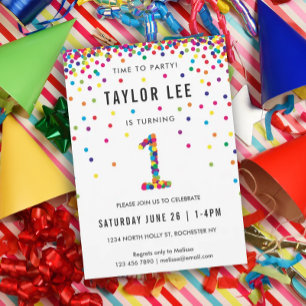 Rainbow 1st Birthday Party, First Birthday Invitation