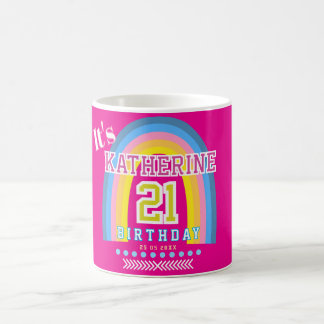 Rainbow 21 Birthday Hot Pink Coffee Mug