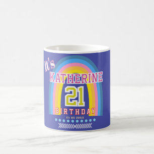 Rainbow 21st Birthday Blue Coffee Mug