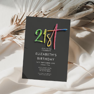 Rainbow 21st Birthday Invitation
