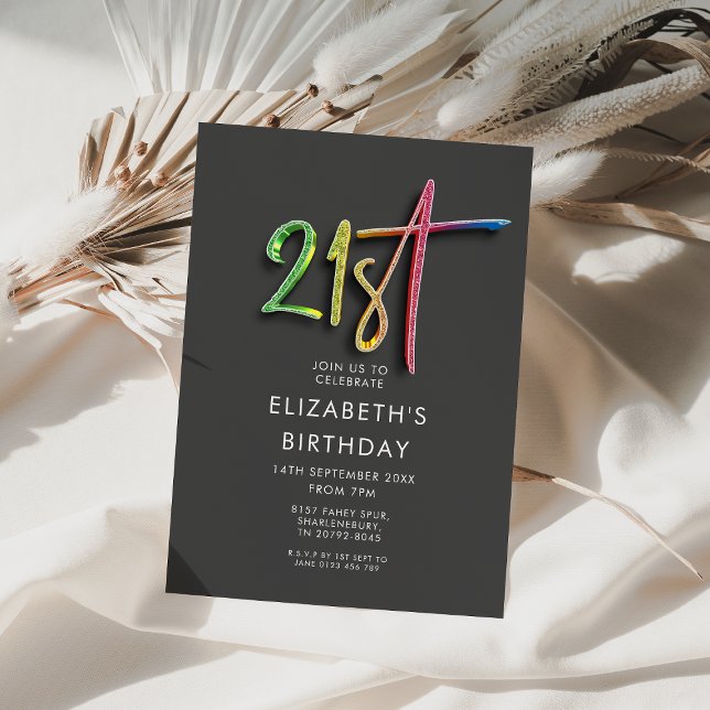 Rainbow 21st Birthday  Invitation (Creator Uploaded)