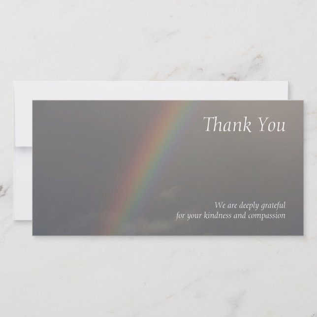 Rainbow 2 Sympathy Thank You Photo Card (Front)