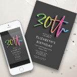Rainbow 30th Birthday Invitation<br><div class="desc">Rainbow 30th Birthday Invitation</div>
