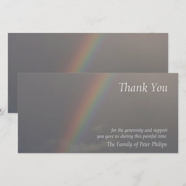 Rainbow 3 Sympathy Thank You Photo Card (Front/Back)