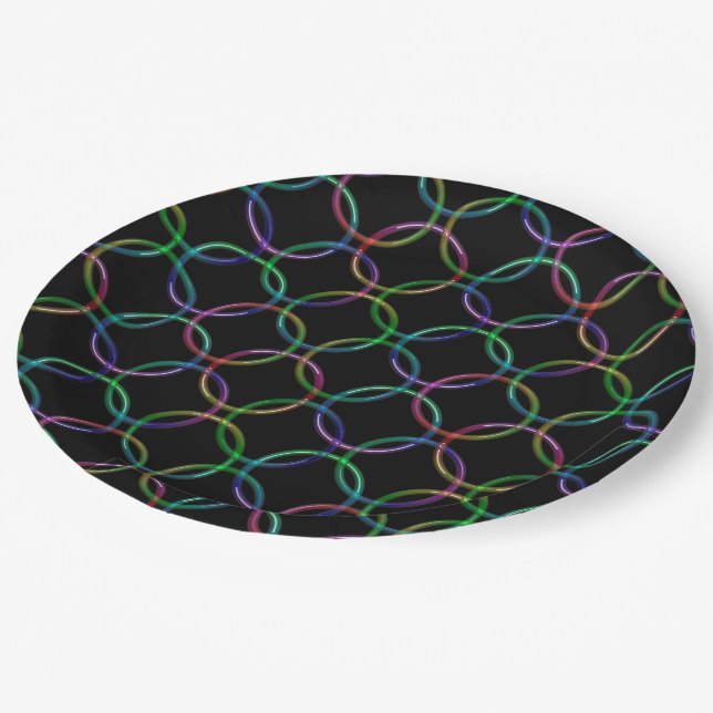 Rainbow 3D interlocking rings + your ideas Paper Plate (Angled)
