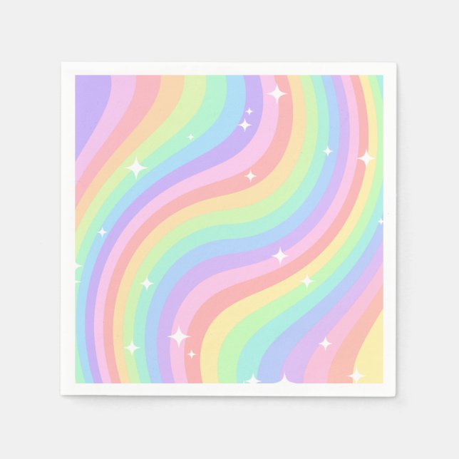 Rainbow 3rd Birthday Colourful Third Party Napkin (Front)