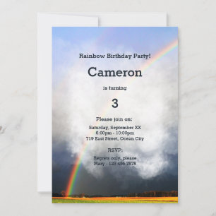 Rainbow 3rd Birthday Party Invitation Card