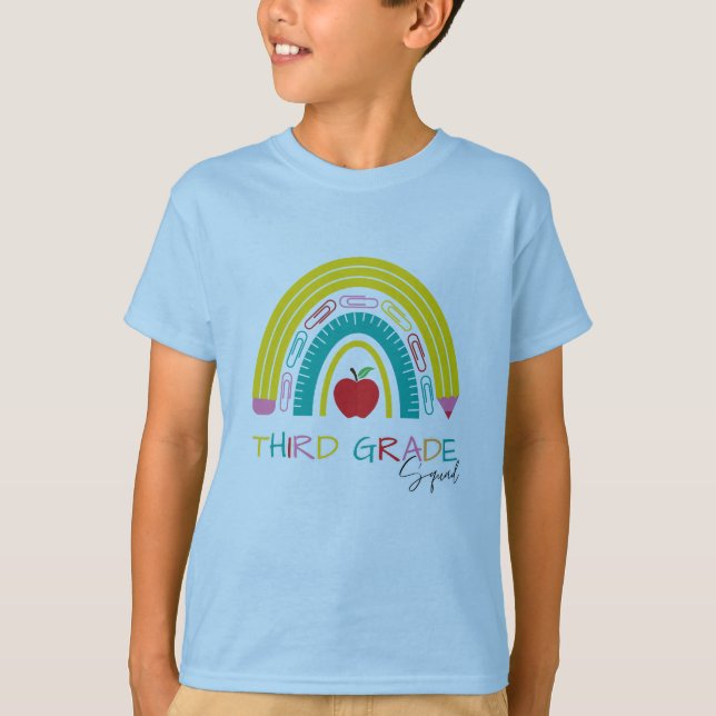 rainbow 3rd GRADE Squad teacher student school T-Shirt (Front)