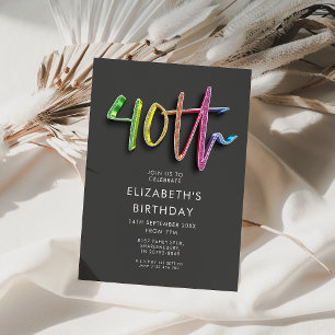 Rainbow 40th Birthday  Invitation