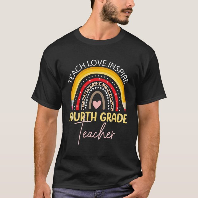 Rainbow 4Th Forth Grade Teacher Back To School T-Shirt (Front)
