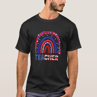 Rainbow 4th Of July Teacher Patriotic Fourth Of Ju T-Shirt
