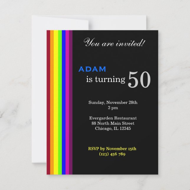 Rainbow 50th Birthday Invitation (Front)
