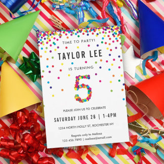 Rainbow 5 Year Old Birthday Party, 5th Birthday Invitation