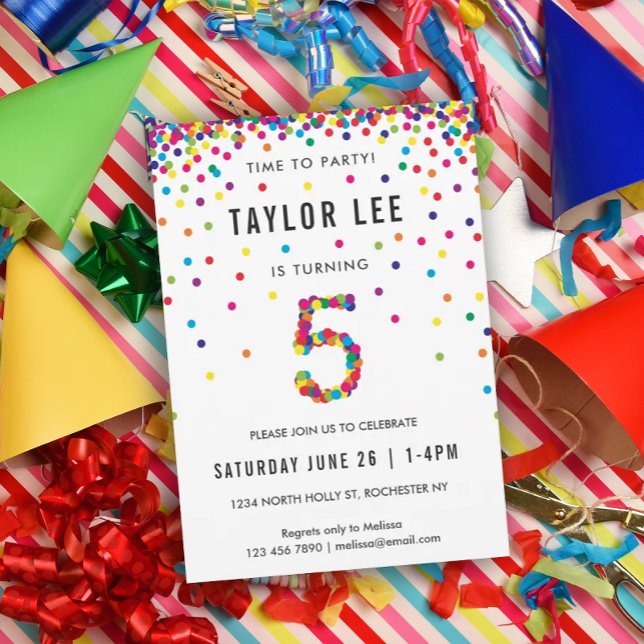 Rainbow 5 Year Old Birthday Party, 5th Birthday Invitation (Creator Uploaded)