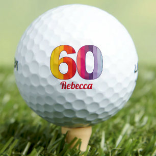 Rainbow 60th Birthday Golfer 60 Years party happy Golf Balls