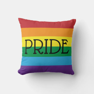 Rainbow 6 colours, PRIDE Black Text customisable Cushion