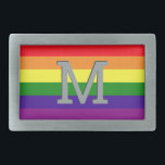 Rainbow 6 Stripe Gay Pride Monogram Initial Belt Buckle<br><div class="desc">Love has no limits. Celebrate June Pride Month and show your support for the LGBTQ community with this iconic 6 stripe rainbow gay pride belt buckle with custom monogram initial. Red,  orange,  yellow,  green,  blue and violet purple colours are a recognised symbol of dignity,  visibility,  and equality.</div>