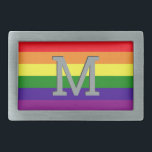 Rainbow 6 Stripe Gay Pride Monogram Initial Belt Buckle<br><div class="desc">Love has no limits. Celebrate June Pride Month and show your support for the LGBTQ community with this iconic 6 stripe rainbow gay pride belt buckle with custom monogram initial. Red,  orange,  yellow,  green,  blue and violet purple colours are a recognised symbol of dignity,  visibility,  and equality.</div>