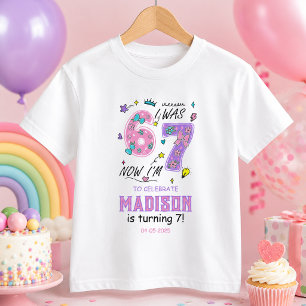 Rainbow 7th Birthday   I Was 6, Now 7   Kids T-Shirt