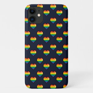Rainbow 8 Bit Heart Pattern iPhone 11 Case