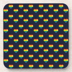 Rainbow 8 Bit Heart Pattern Coaster