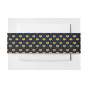 Rainbow 8 Bit Heart Pattern Invitation Belly Band