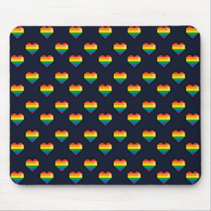 Rainbow 8 Bit Heart Pattern Mouse Mat