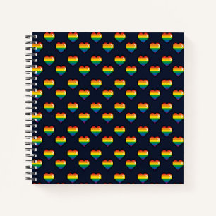 Rainbow 8 Bit Heart Pattern Notebook