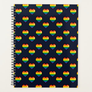Rainbow 8 Bit Heart Pattern Planner