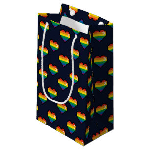 Rainbow 8 Bit Heart Pattern Small Gift Bag