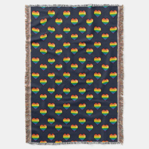 Rainbow 8 Bit Heart Pattern Throw Blanket