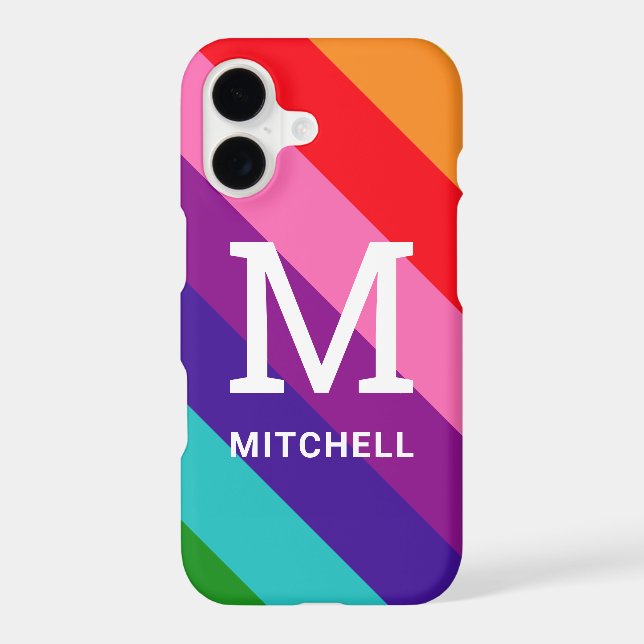 Rainbow 8 Stripe Gay Pride Custom Monogram Initial (Back)