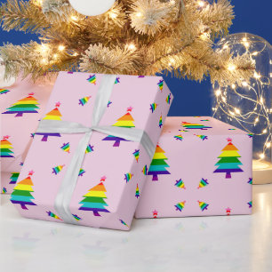 Rainbow 8 Stripes LGBT Pride Flag LGBTQ Christmas Wrapping Paper