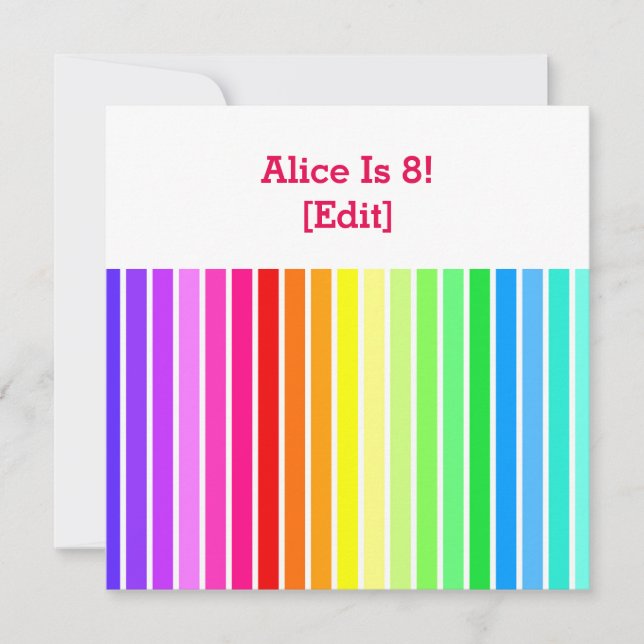 Rainbow - 8th Birthday Party Invitation (Front)