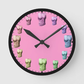 Rainbow Abs Wall Clock-Pink Round Clock