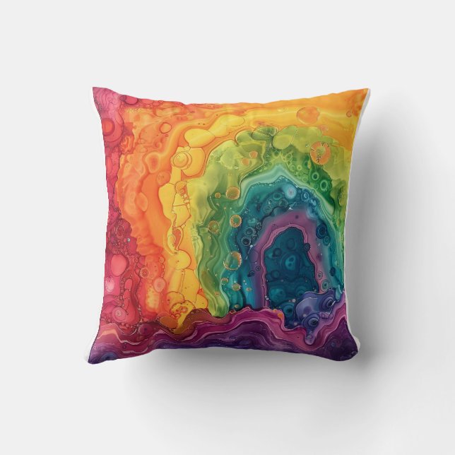 Rainbow Abstract Art 2 Cushion (Back)