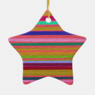 Rainbow abstract art stripes modern ceramic tree decoration