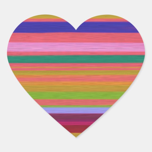 Rainbow abstract art stripes modern heart sticker (Front)