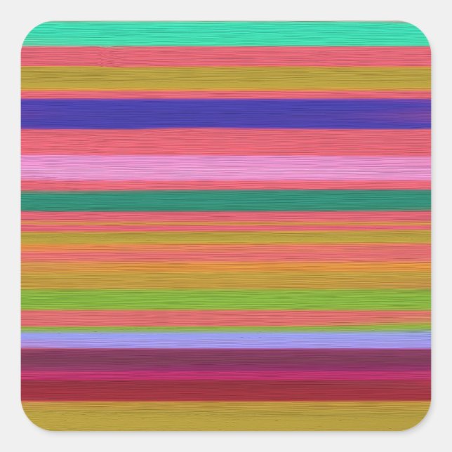 Rainbow abstract art stripes modern square sticker (Front)
