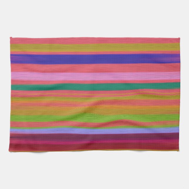 Rainbow abstract art stripes modern tea towel (Horizontal)