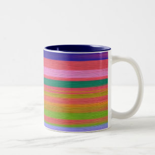 Rainbow abstract art stripes modern Two-Tone coffee mug