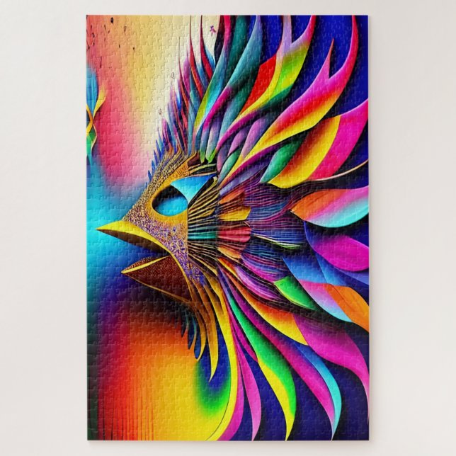 Rainbow Abstract Bird Colour Explosion  Jigsaw Puzzle (Vertical)