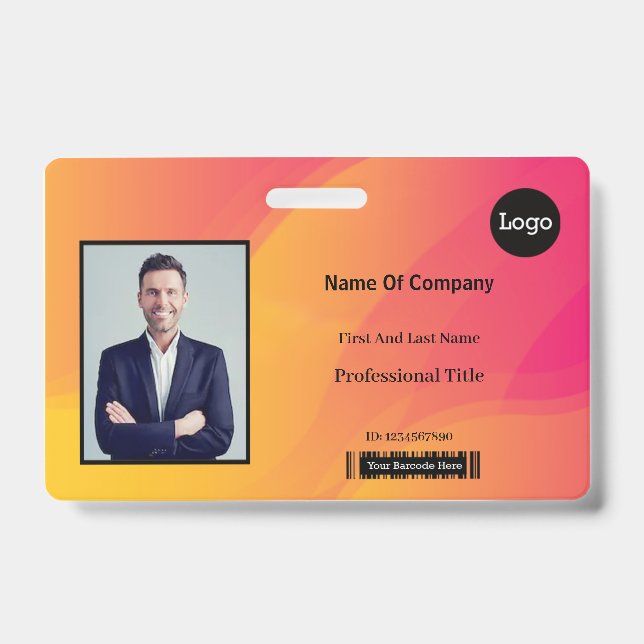 Rainbow Abstract Business Photo Identification ID Badge (Front)