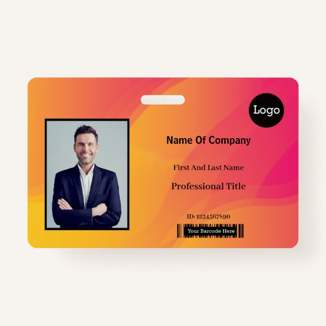 Rainbow Abstract Business Photo Identification ID ID Badge (Front)
